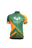 Image shows green and orange Cycle Jersey Patterned Design Front