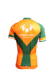 Image shows green and orange Cycle Jersey Patterned Design Back