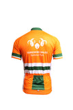 image shows green and orange Cycle Jersey Hooped Design Back