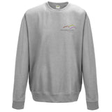 Image shows Three Peaks sweatshirt in heather grey with Three Peaks logo on left chest