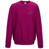 Image shows Three Peaks sweatshirt in hot pink with Three Peaks logo on left chest