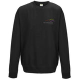 Image shows Three Peaks sweatshirt in jet black with Three Peaks logo on left chest
