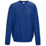 Image shows Three Peaks sweatshirt in royal blue with Three Peaks logo on left chest