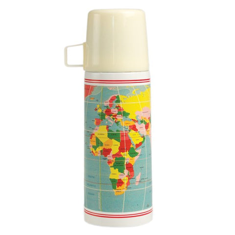 World Map Flask & Cup