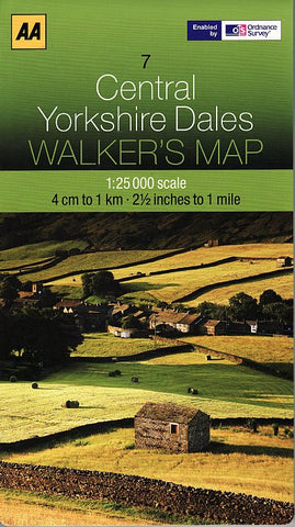 Image shows front cover of Central Yorkshire Dales Walkers Map.