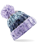 Image shows lavender fizz colour pom pom beanie hat