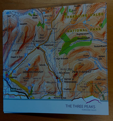Three Peaks Ordnance Survey Map Greetings Card- NEW!